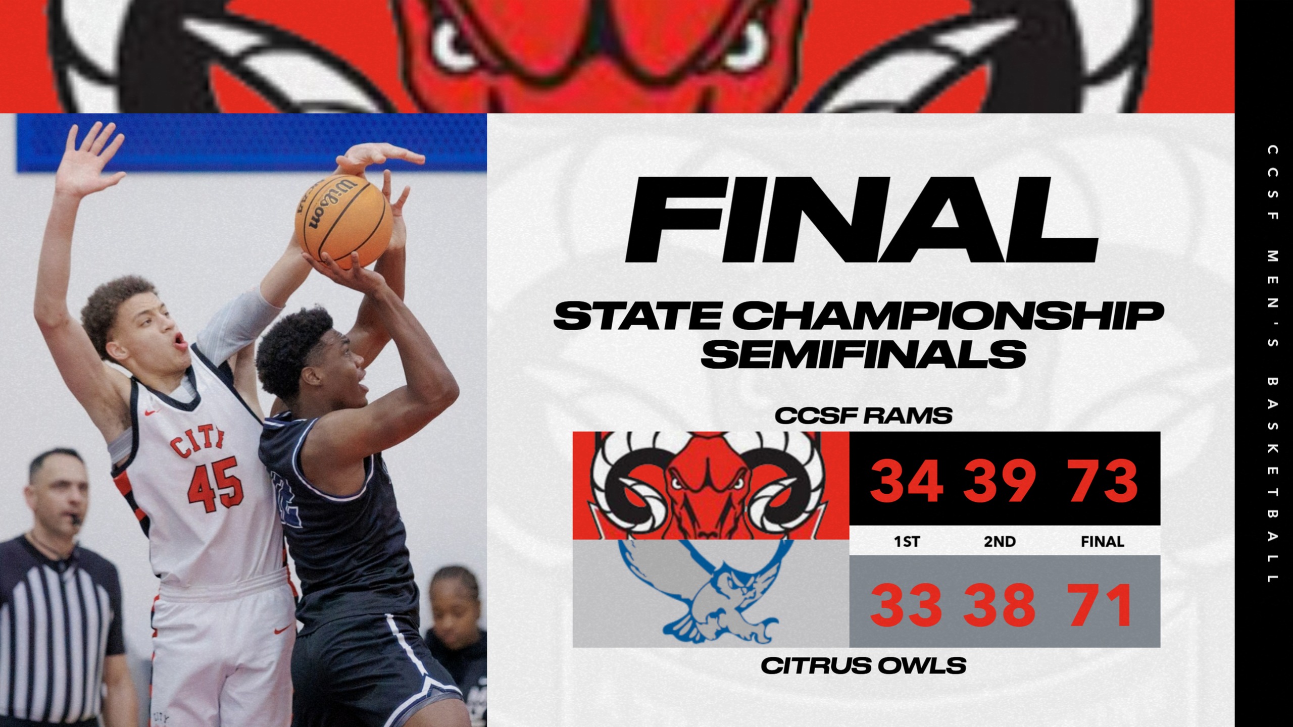 CCSF Holds off Citrus; Rams to Defend State Title Against Fullerton
